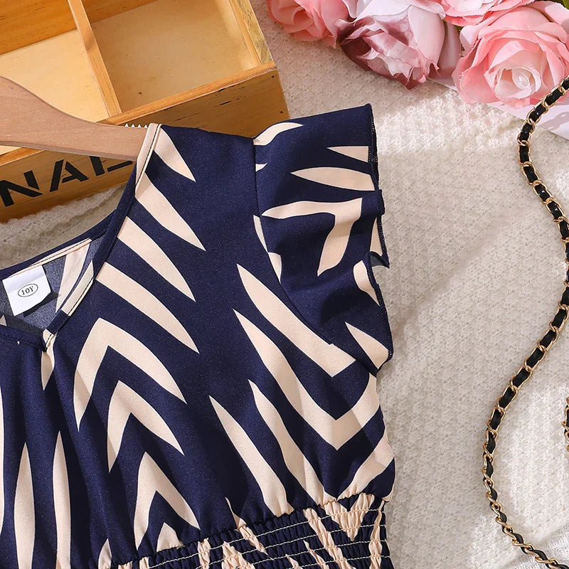 שמלה כחולה כהה אם דוגמא קלאסית דגם אוראל