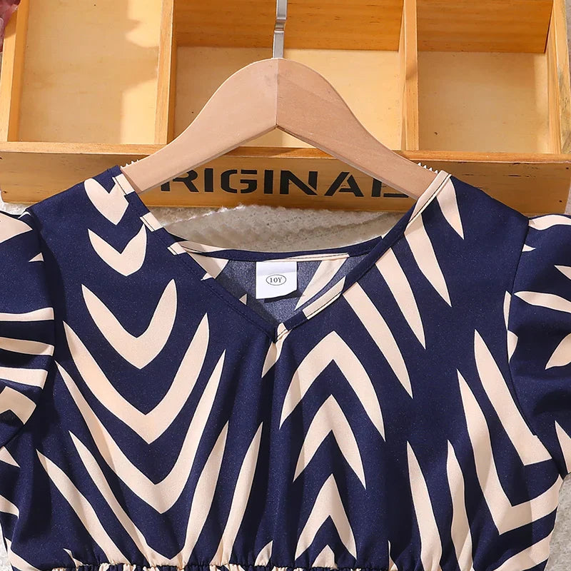 שמלה כחולה כהה אם דוגמא קלאסית דגם אוראל