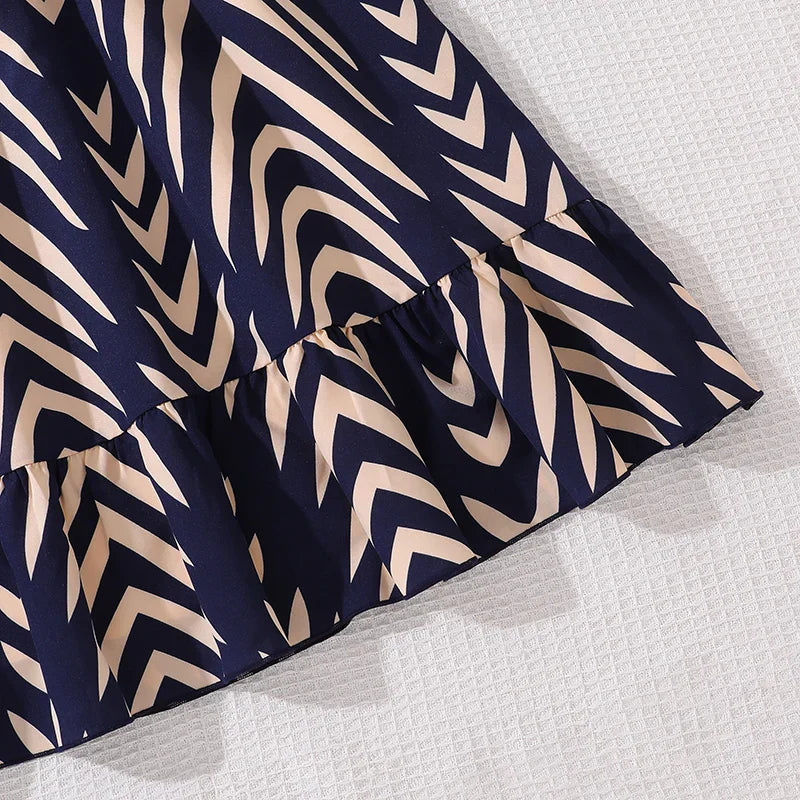 שמלה כחולה כהה אם דוגמא קלאסית דגם אוראל