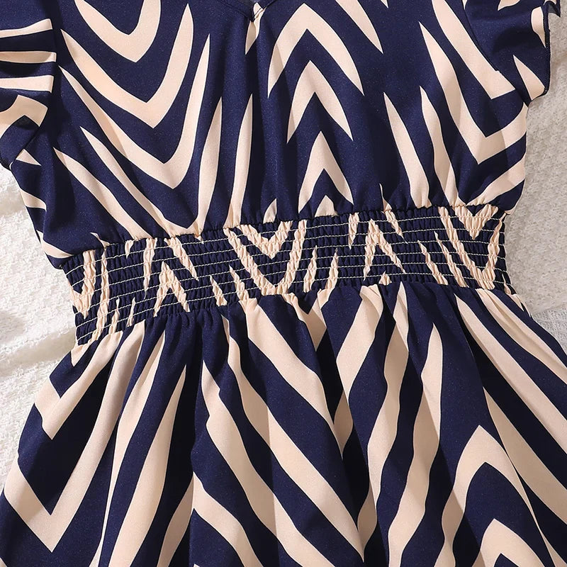 שמלה כחולה כהה אם דוגמא קלאסית דגם אוראל